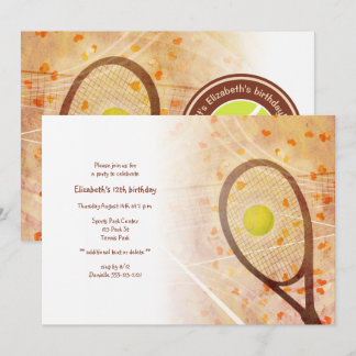 girls birthday tiny hearts tennis party invitation