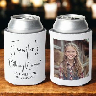 Girls Birthday Weekend Personalized Photo Can Cooler