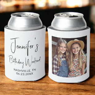 Girls Birthday Weekend Personalized Photo Can Cooler
