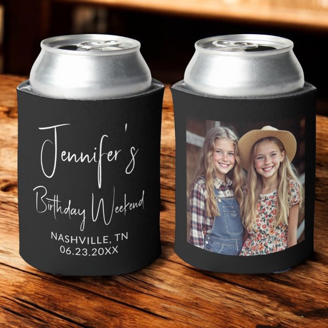 Girls Birthday Weekend Personalized Photo Can Cooler (Creator Uploaded)