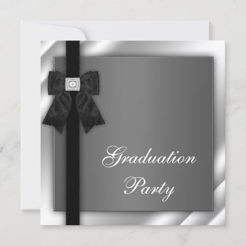 Girls Black and White Graduation Party Invitations