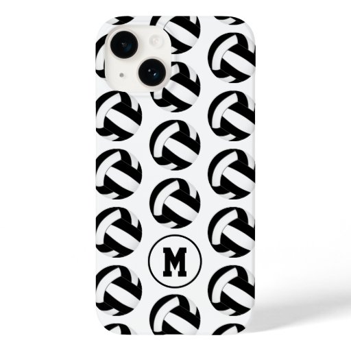 girls black white volleyballs pattern  Case-Mate iPhone 14 case