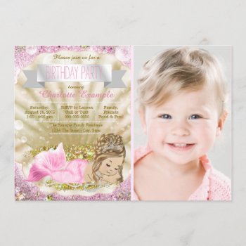 Girls Blonde Mermaid Birthday Party Invitation by InvitationCentral at Zazzle