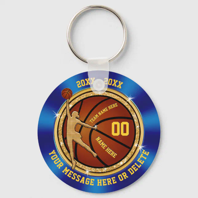 Girls Blue and Gold Cheap Basketball Keychains Zazzle