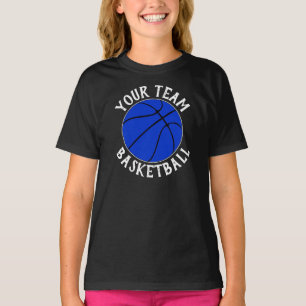 Girls Blue Basketball Team, Player Name & Number T-Shirt
