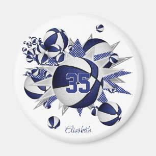 girls blue basketballs stars buy 1 or buy in bulk magnet