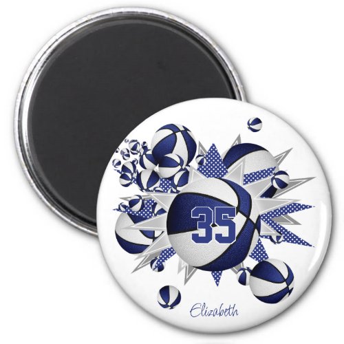 girls blue basketballs stars buy 1 or buy in bulk magnet