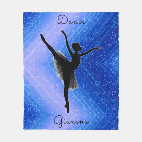 Girls Blue Dazzle Ballerina Dance Fleece Blanket