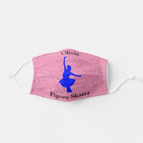 Girls Blue Figure Skater Pink Sparkle Face Mask