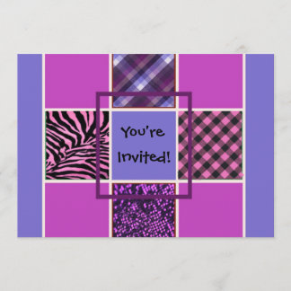 Girls Blue Fun Mix Birthday Invitations