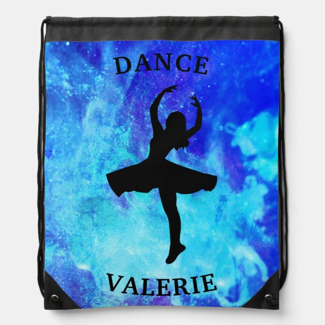 Girls Blue Galaxy Dance Bag with Name (Front)