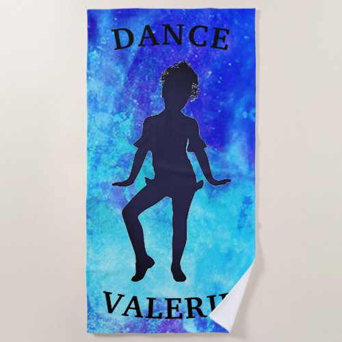 Girls Blue Galaxy Dance Beach Towel