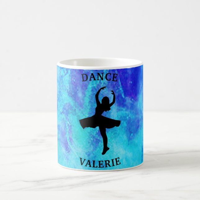 Girls Blue Galaxy Dance Mug with Name (Center)