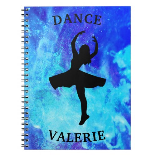 Girls Blue Galaxy Dance Notebook with Name