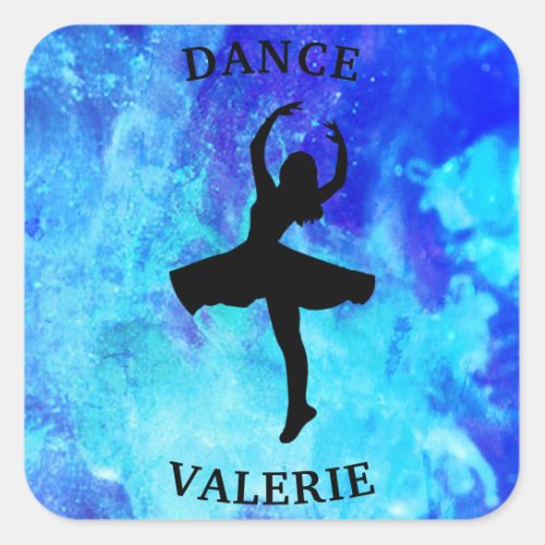 Girls Blue Galaxy Dance Stickers with Name