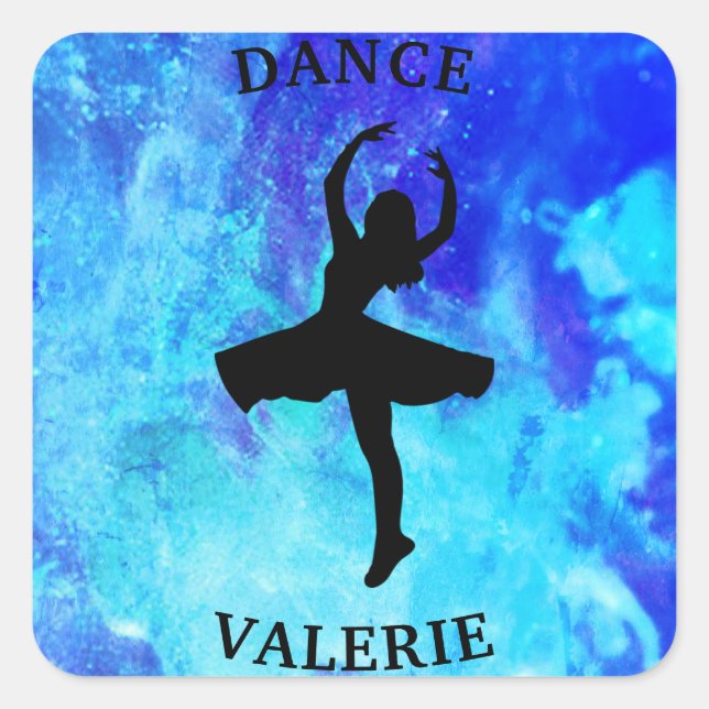 Girls Blue Galaxy Dance Stickers with Name (Front)