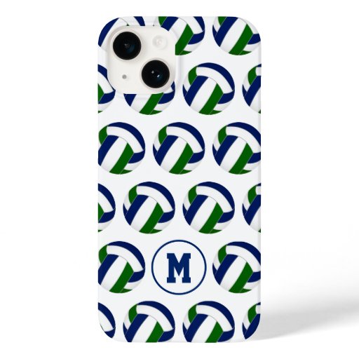 girls blue green volleyballs pattern  Case-Mate iPhone 14 case