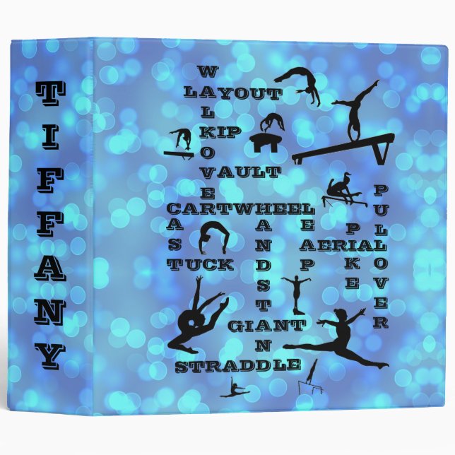 Girls Blue Gymnastics Crosswords Binder (Front/Spine)