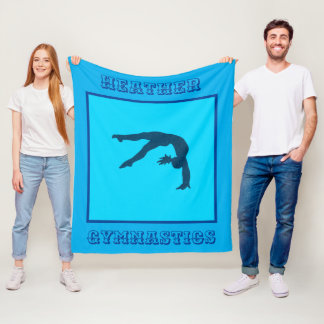 Girls Blue Gymnastics Handspring Fleece Blanket