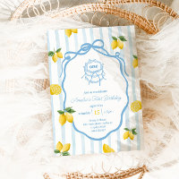 Girls Blue Lemon Amalfi Watercolor 1st Birthday