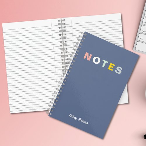 Girls Blue Monogrammed Full Name Notes Notebook