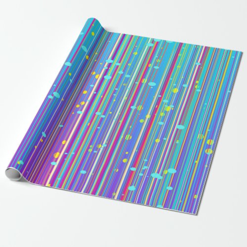 Girls Blue Purple Stripes Sparkles Wrapping Paper