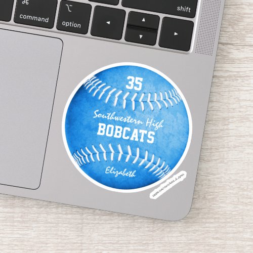 girls blue softball custom team name sticker