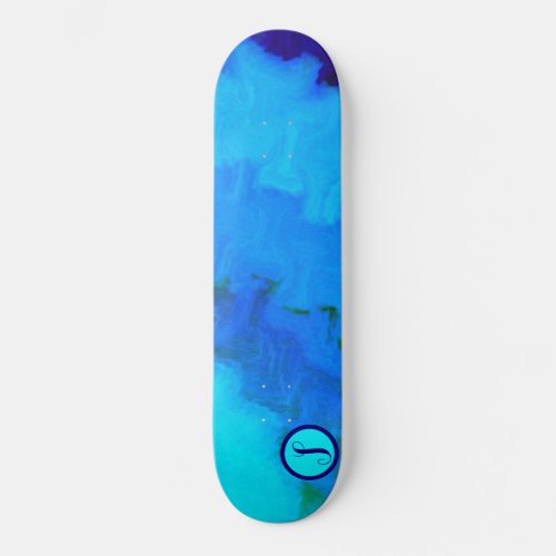 Girls Blue Tie Dye Monogram Skateboard