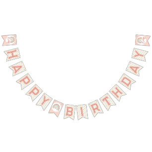 Girl's Boho Birthday Magic Light Coral Bunting Flags