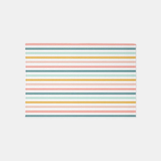 Girls Boho Rainbow Striped Rug (Front)