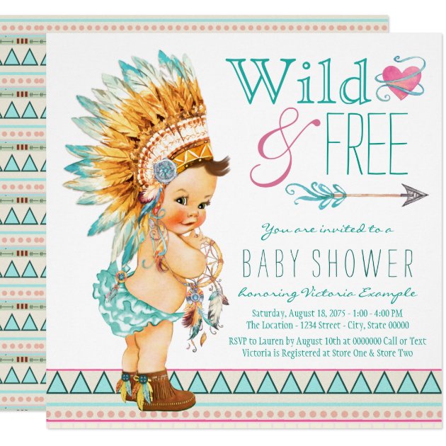 Girls Boho Tribal Baby Shower Invitation