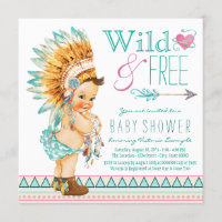 Girls Boho Tribal Baby Shower Invitation