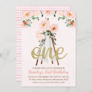 Girl's BohoTribal Teepee First Birthday Invitation