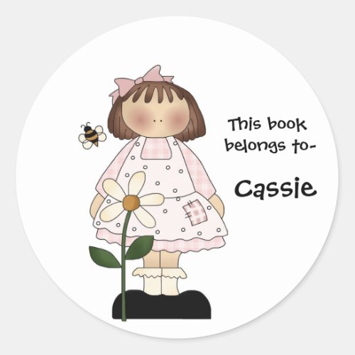 Girls bookplate sticker