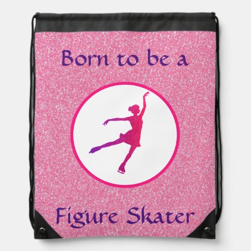 Girls Born to be a Figure Skater Drawstring Bag
