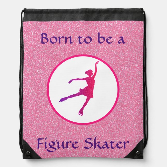 Girls Born to be a Figure Skater Drawstring Bag (Front)