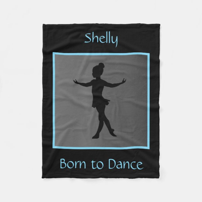 Girls "Born to Dance" Black Fleece Blanket w/ Name (Front)