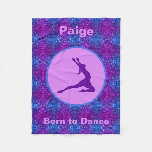 Girls Born to Dance Blue  Purple Fleece Blanket