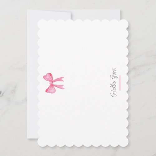 Girls Bow Stationary Thank You Card