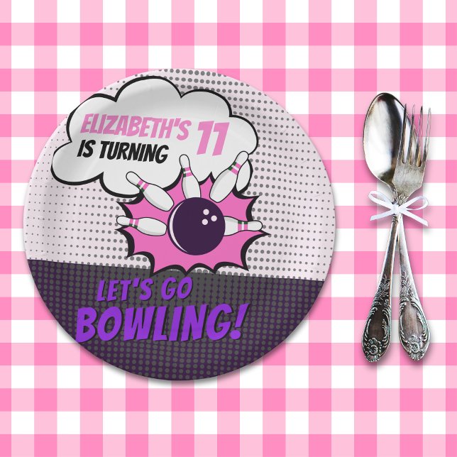 Girls' Bowling Birthday Bash Paper Plates (Creator Uploaded)