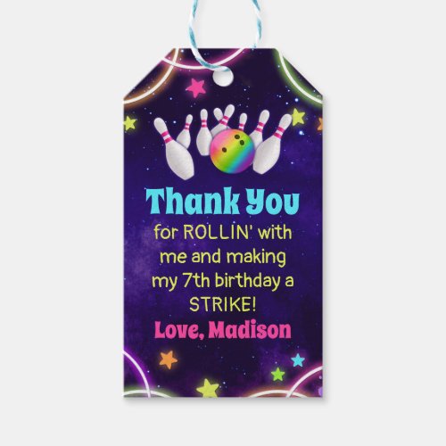 Girls Bowling Birthday Party Favor Tags
