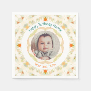 Girls Boys Autumn Fall Happy Birthday Custom Photo Napkins