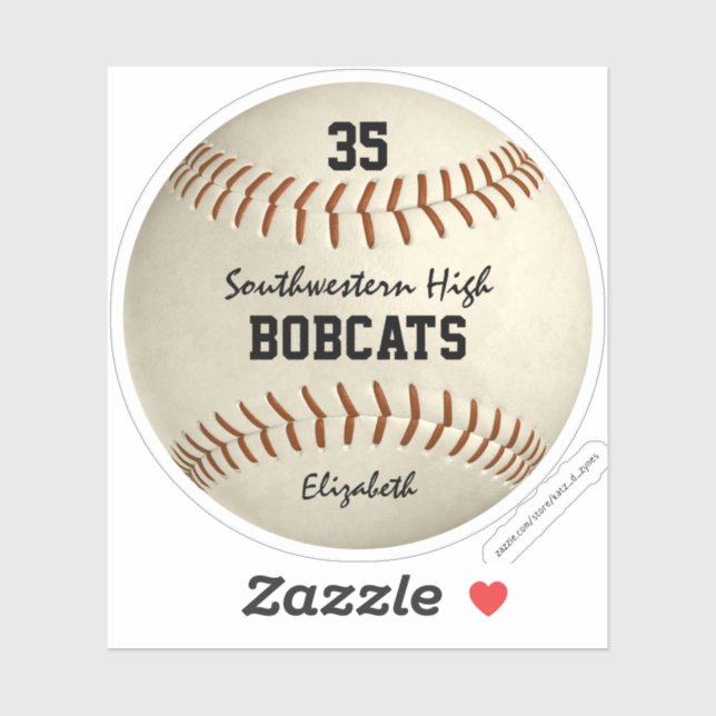 girls boys baseball softball custom team name sticker (Sheet)