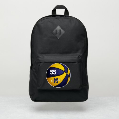 girls boys blue gold team colors basketball port authority backpack