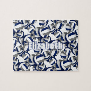 girls boys blue gray volleyball team colors jigsaw puzzle