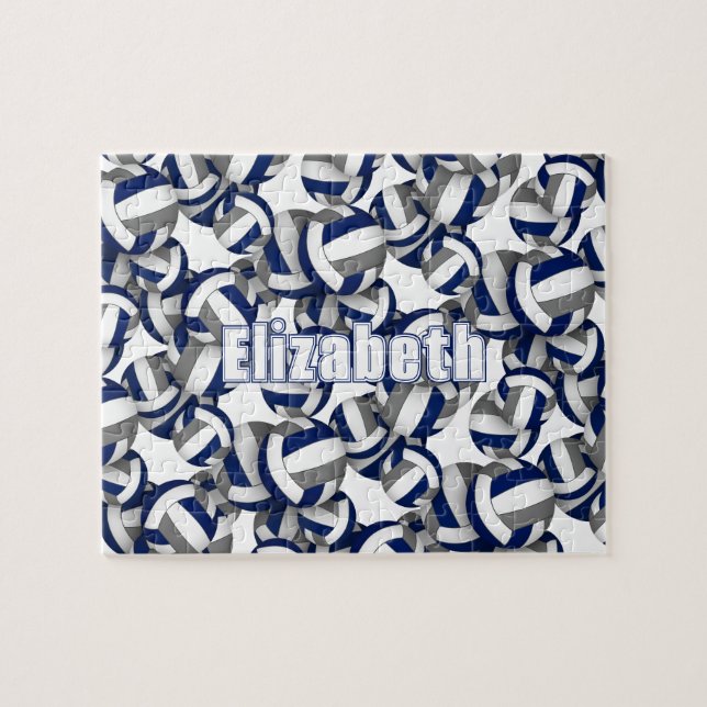 girls boys blue gray volleyball team colors jigsaw puzzle (Horizontal)