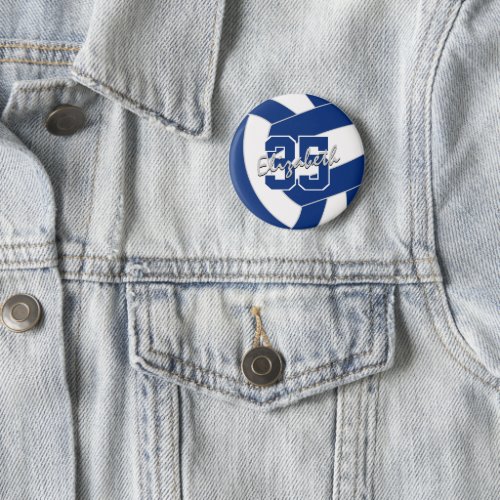girls boys blue white volleyball team colors button
