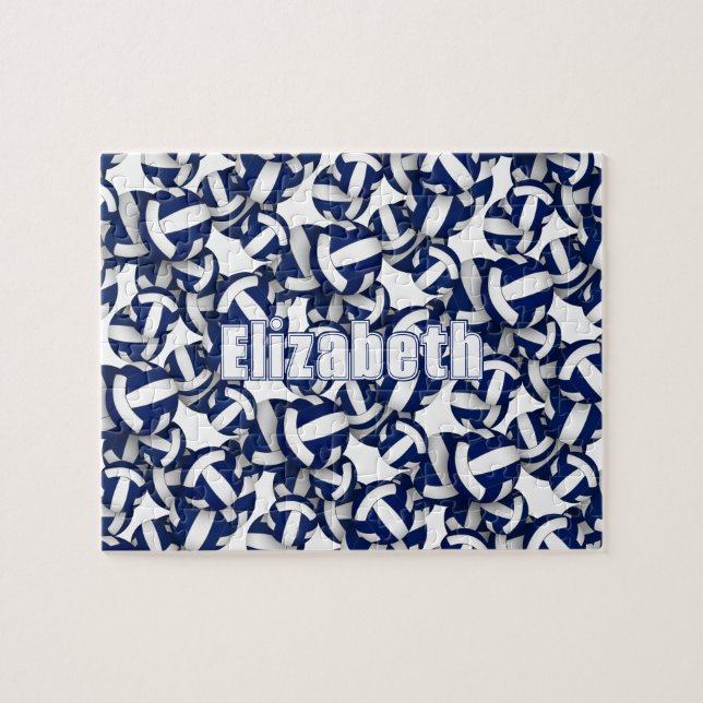 girls boys blue white volleyball team colors jigsaw puzzle (Horizontal)