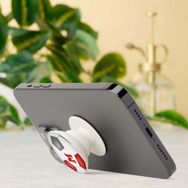 girls boys custom soccer team colors red gray PopSocket (Insitu)