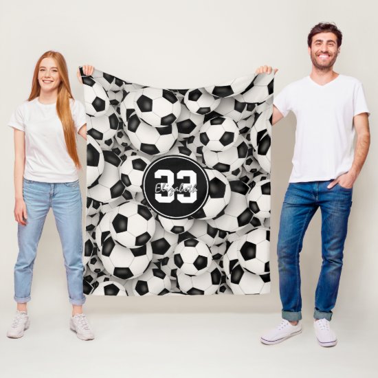 girls boys endless soccer balls pattern fleece blanket